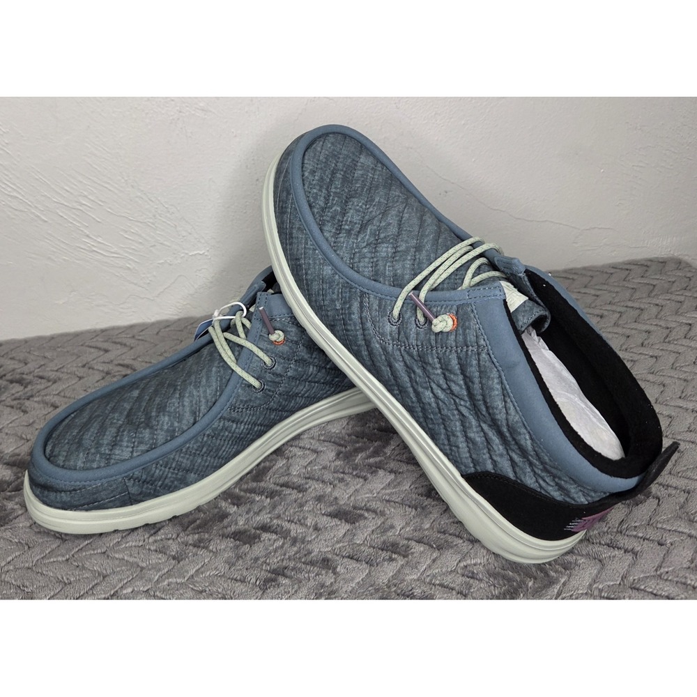 *NEW Hey Dude Wally Mid Gripr Mens Stormy Blue/Multi Washed Quilt Shoes Size M13